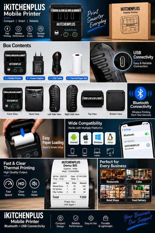 58mm Mini Portable Inkless Thermal Printer with Bluetooth Connectivity