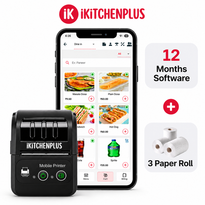 iKitchenPlus Billing Software + Printer + Paper Roll Combo