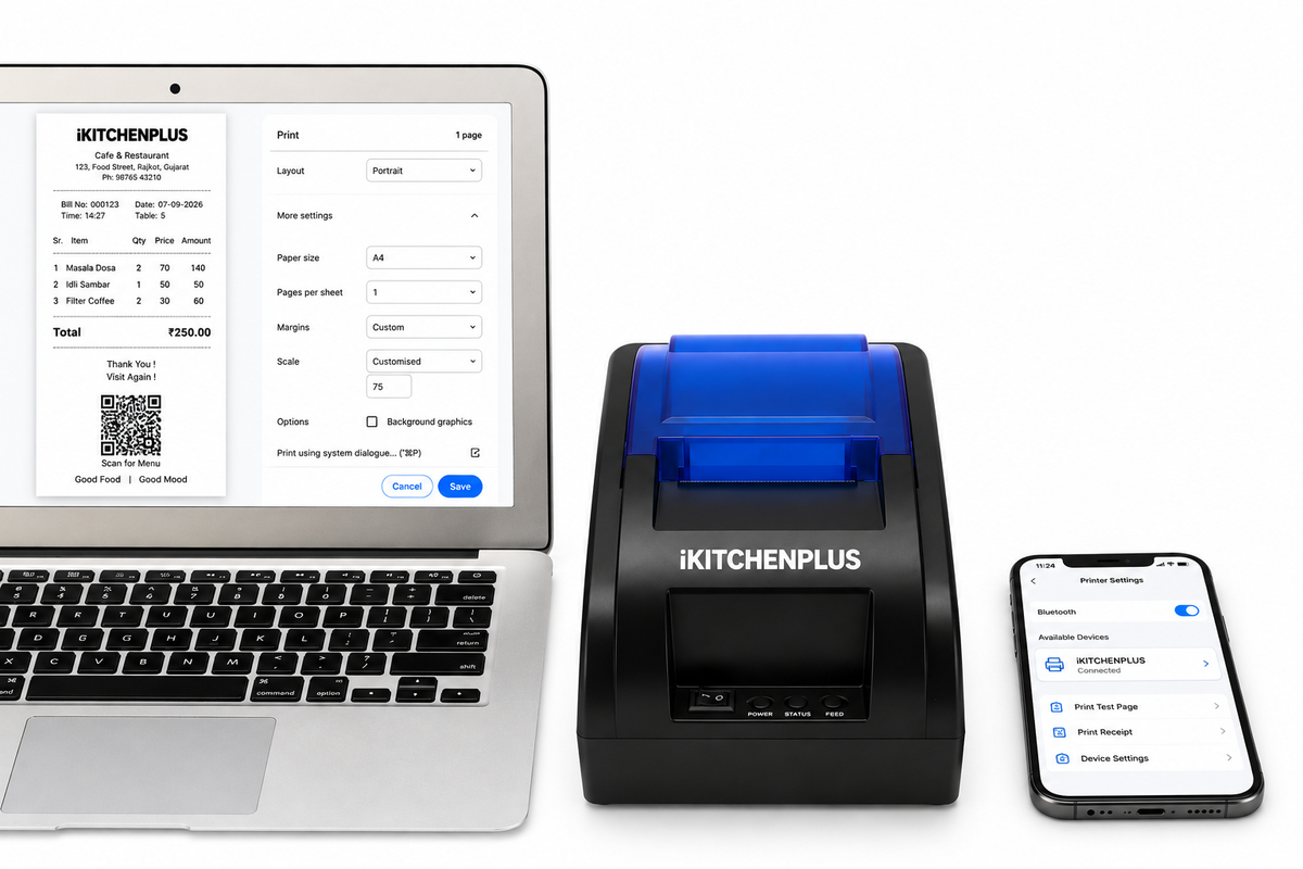 58mm Thermal Receipt Printer (USB + Bluetooth)